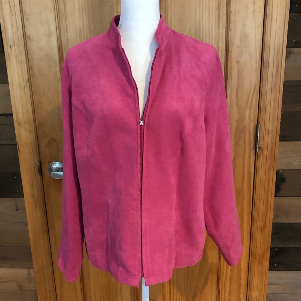 EUC Studio Works light suede like pink jacket size 16
